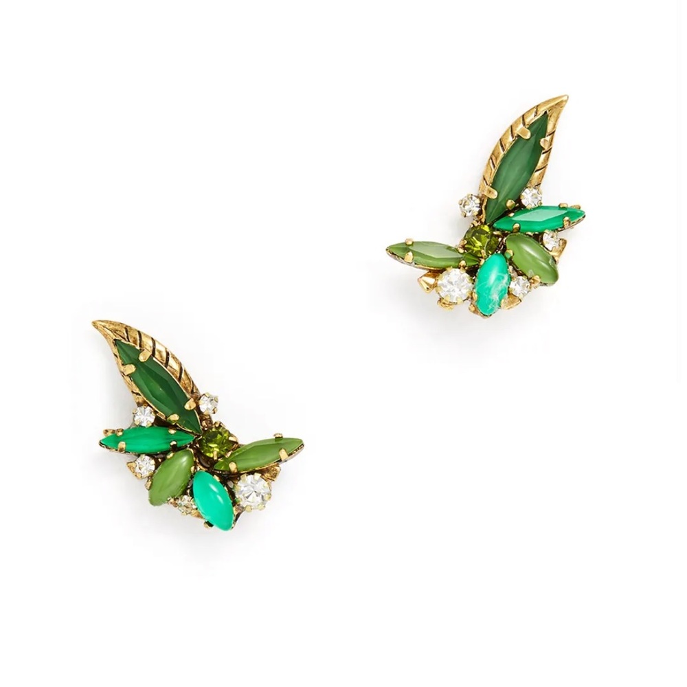 Erickson Beamon Green Earcrawler Studs 24k gold plated